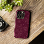 Burgundy Floral Tough Phone Case — Protective Hibiscus Pattern