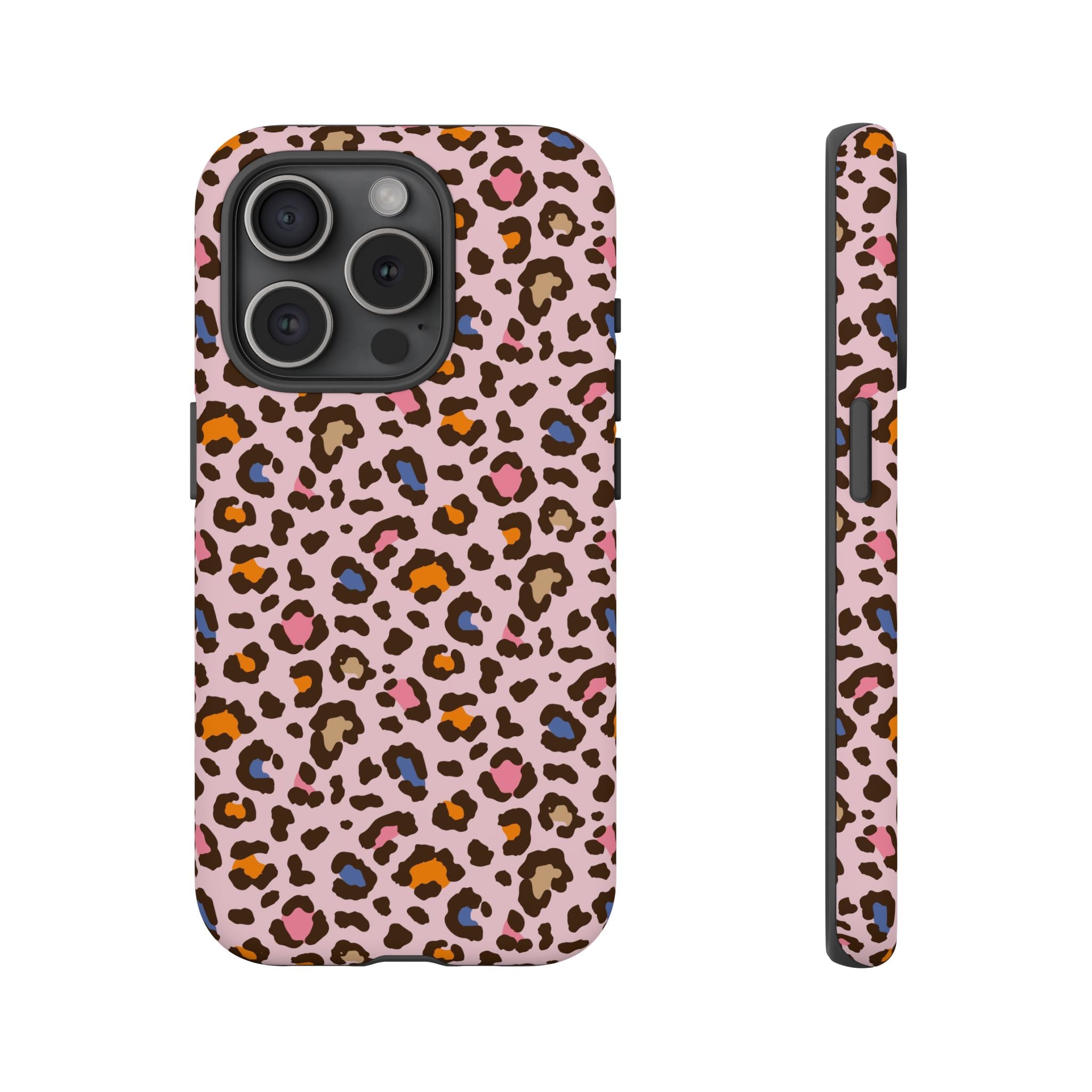 Pink Leopard Print Tough Phone Case — Durable Protective iPhone Cover