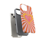 Retro Heart Phone Case — Vibrant Orange Sunburst Tough Case