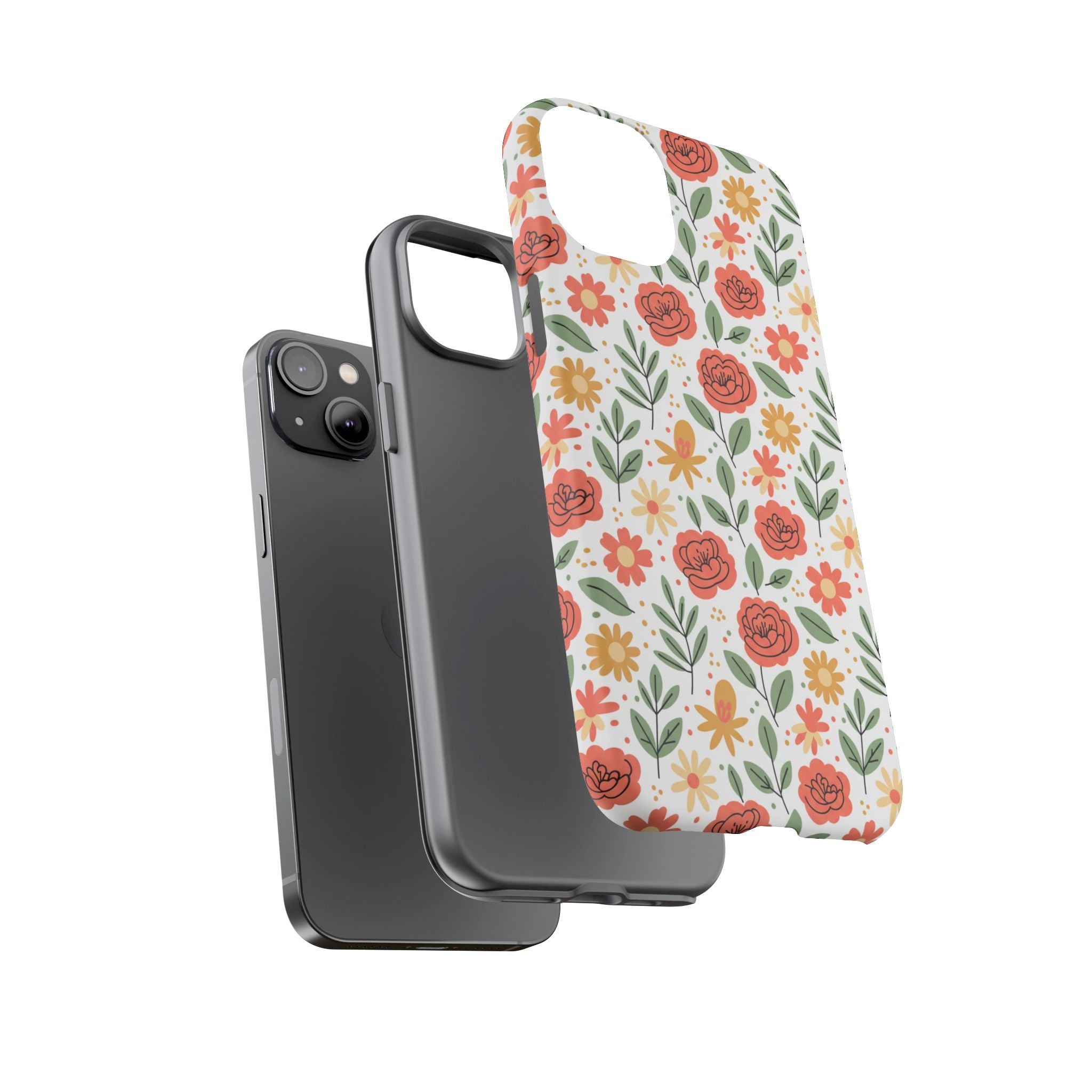 Floral Rose Pattern Tough Phone Case — Durable Garden-Inspired Protection