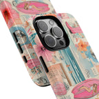 Tropical Surf Collage Phone Case — Vintage Hawaiian Floral & Surfboard Design