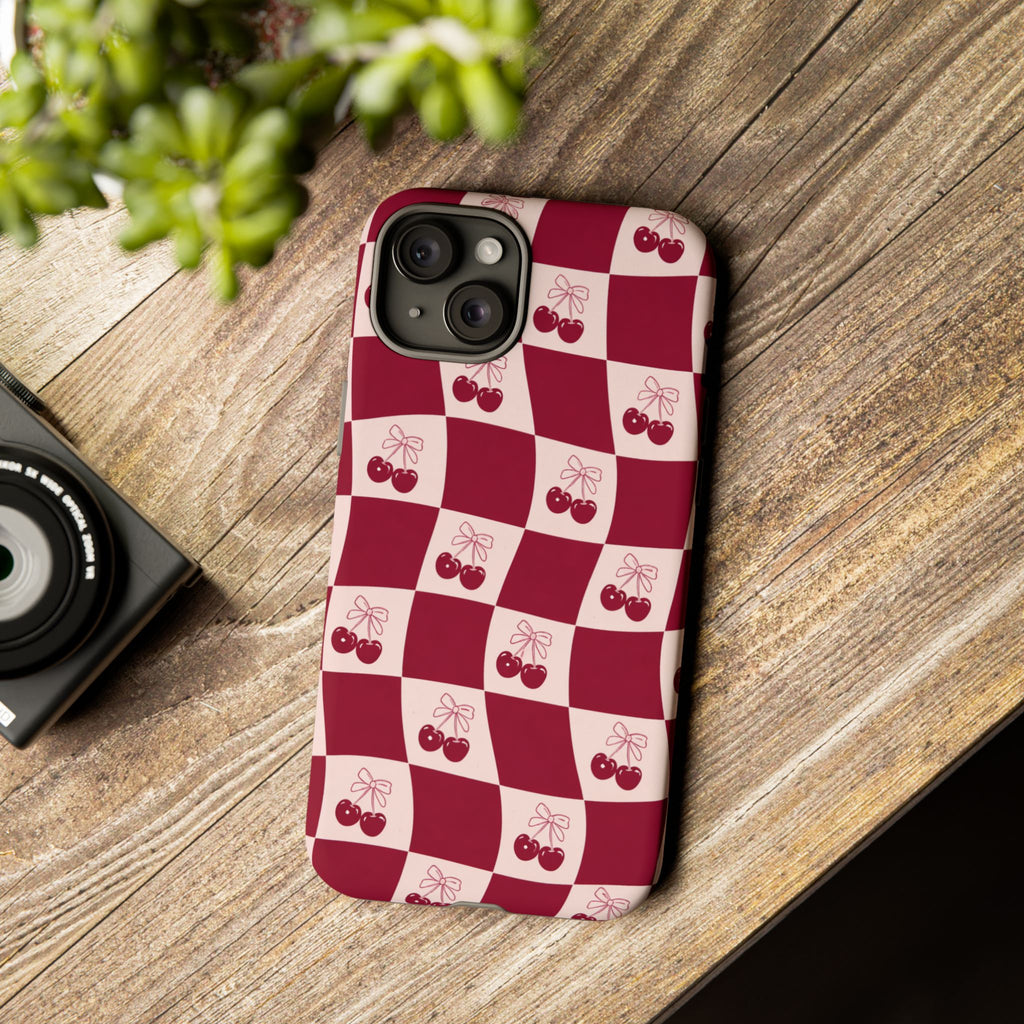 Cherry Checkerboard Tough Phone Case
