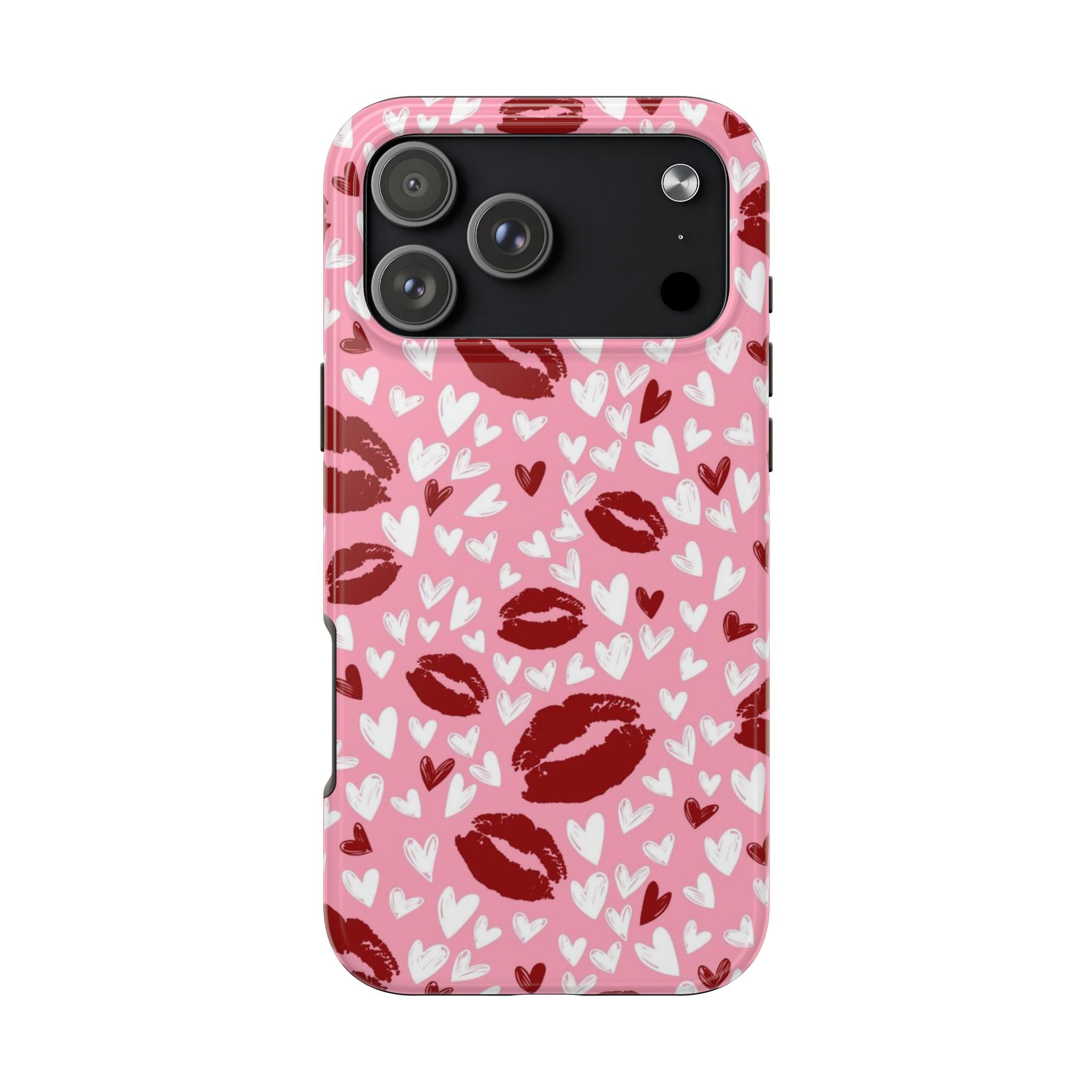 Pink Kiss Hearts Tough Phone Case — Cute Valentine Protective Phone Cover
