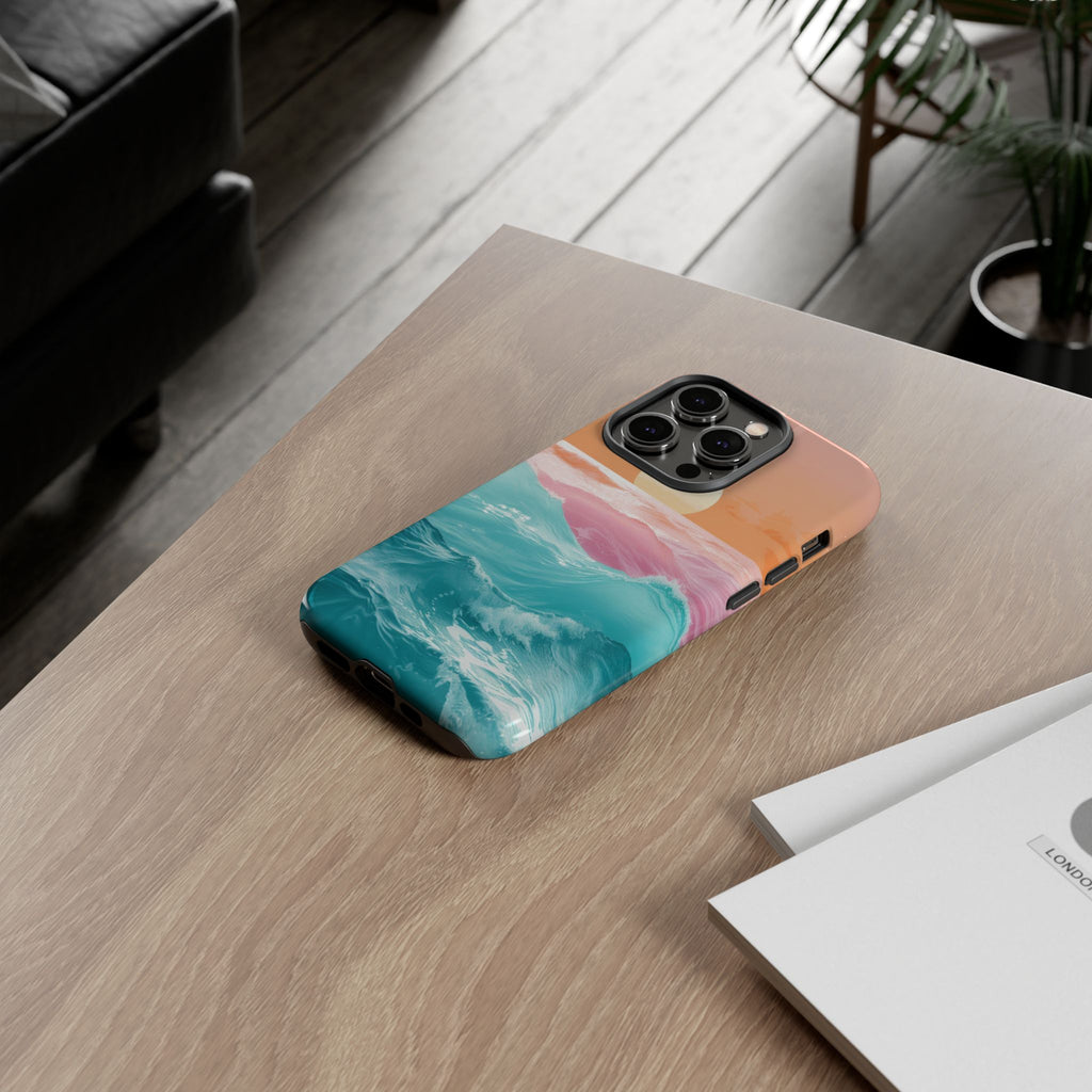 Sunset Ocean Tough Phone Case — Pastel Waves iPhone Cover