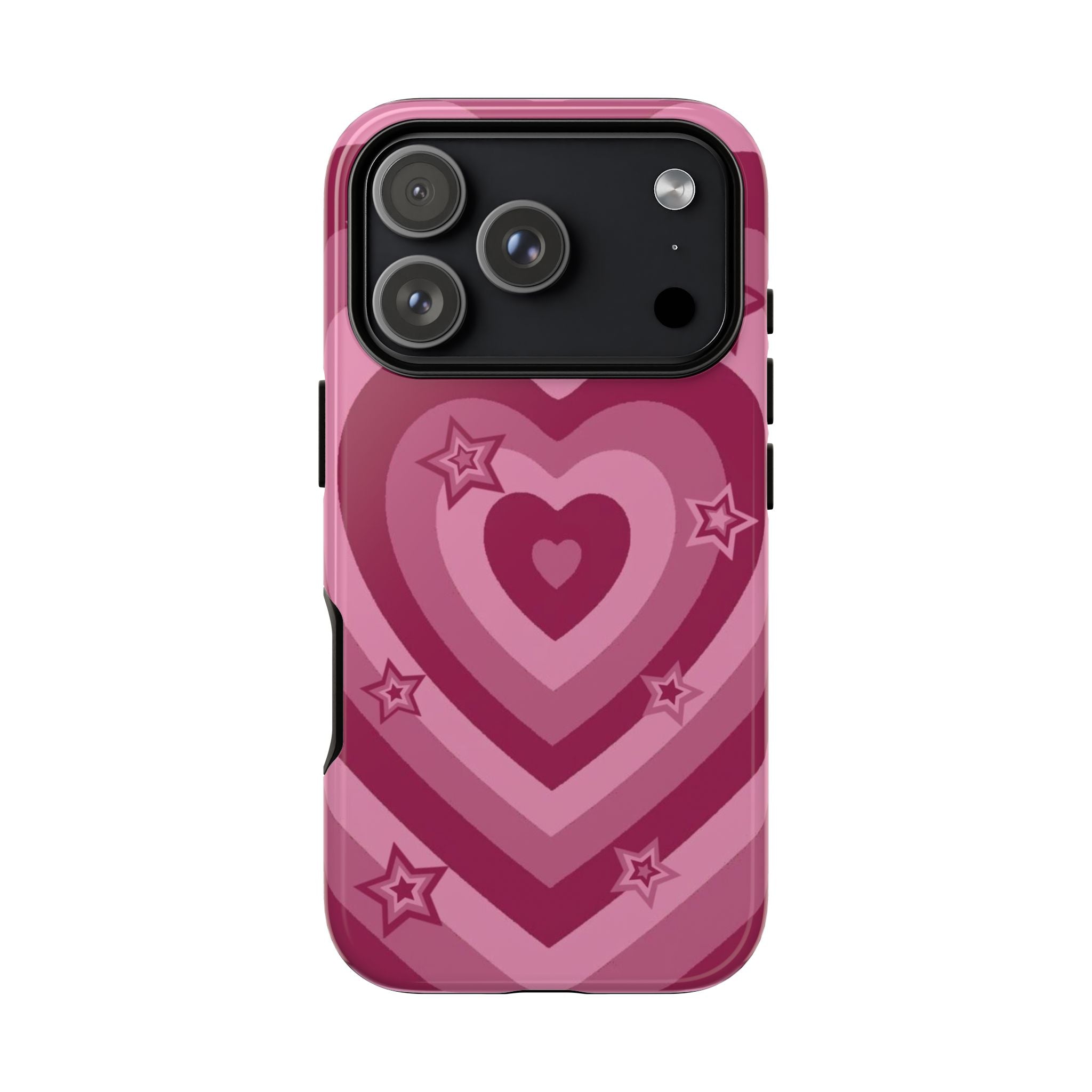 Pink Retro Heart Tough Phone Case – Star Accent Protective Cover