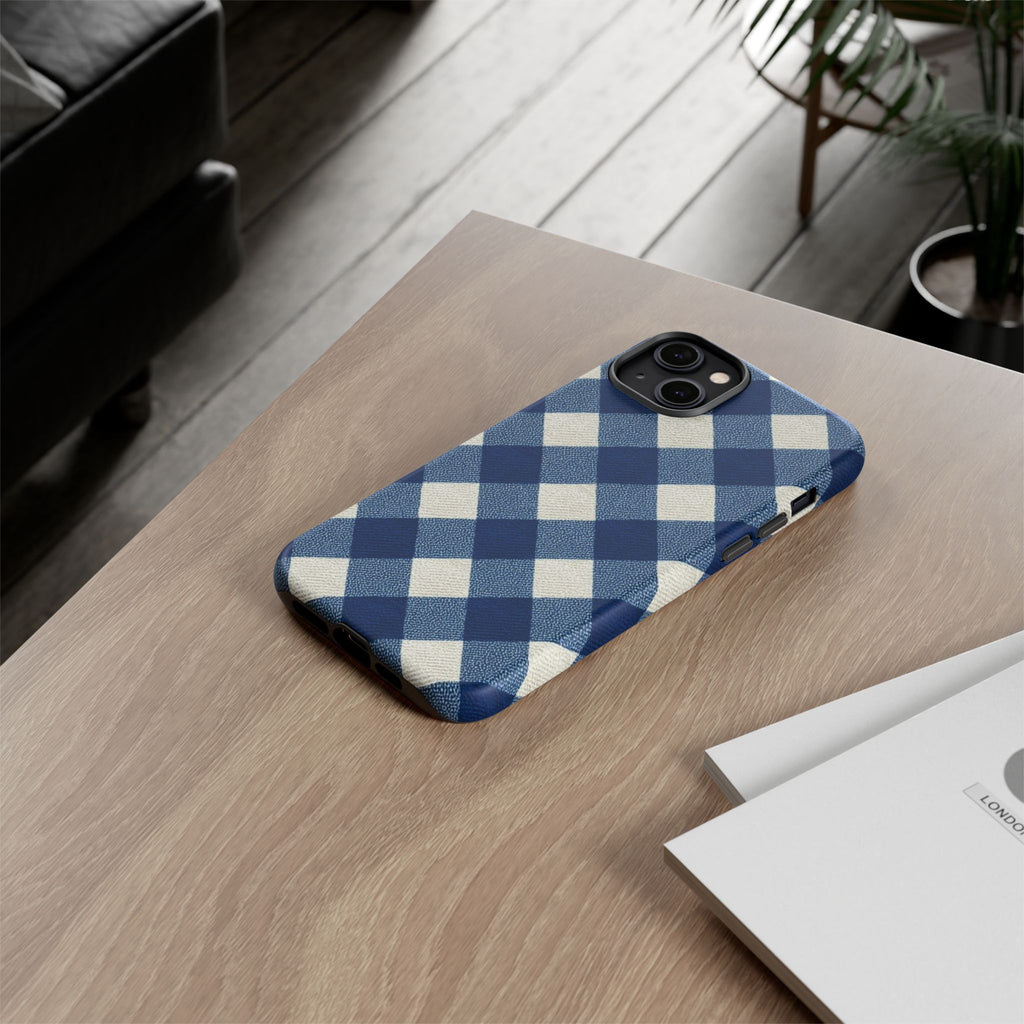 Blue Buffalo Plaid Tough Phone Case — Durable Protective iPhone Cover