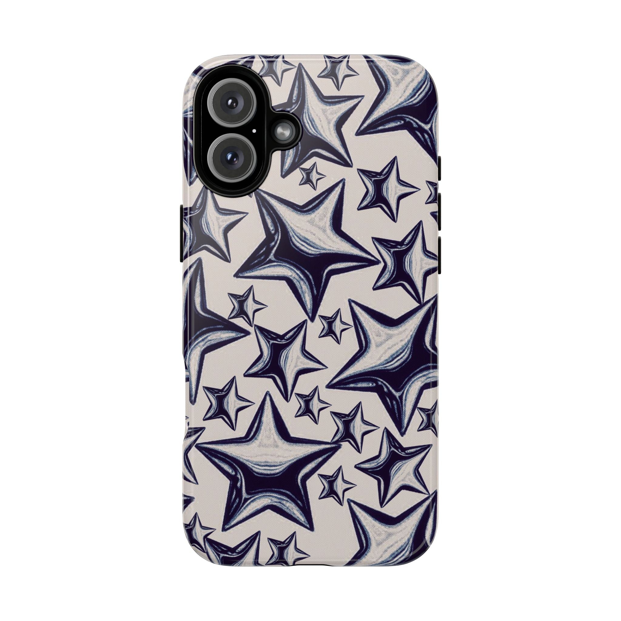 Star Sketch Tough Phone Case — Black & White Doodle Stars Protective Cover