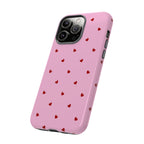 Pink Heart Pattern Tough Phone Case — Cute Red Hearts Protective Phone Cover (Valentine’s Day Gift)
