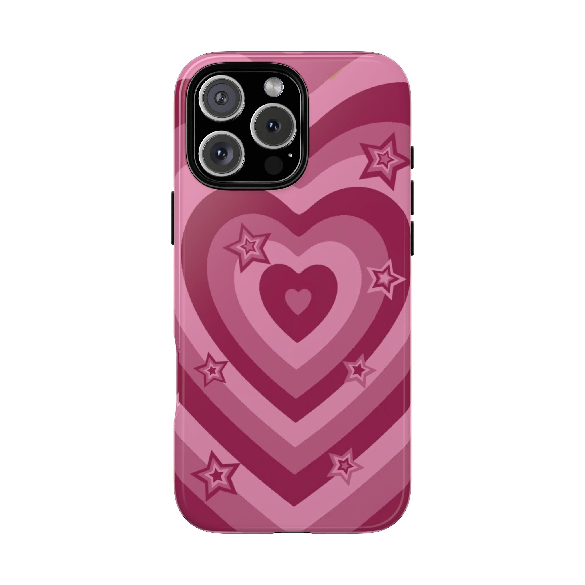 Pink Retro Heart Tough Phone Case – Star Accent Protective Cover