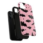 Pink Bat Pattern Tough Phone Case — Cute Halloween Bat Wings Design