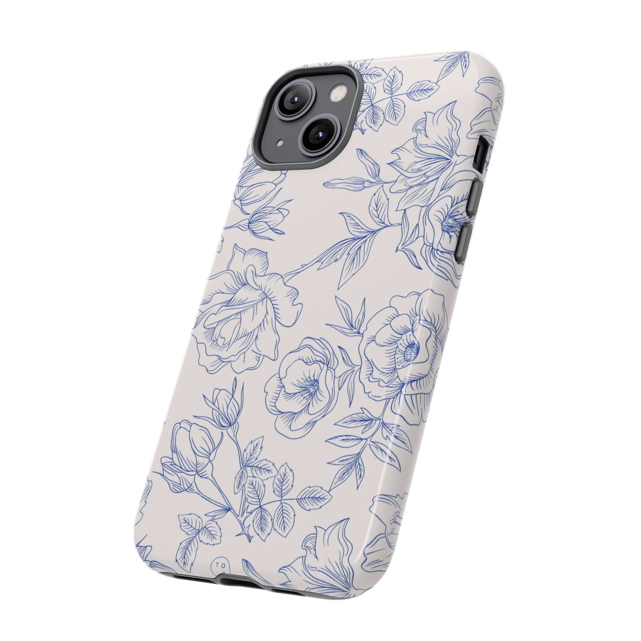 Phone Case — Blue Floral Sketch Tough Protective Case