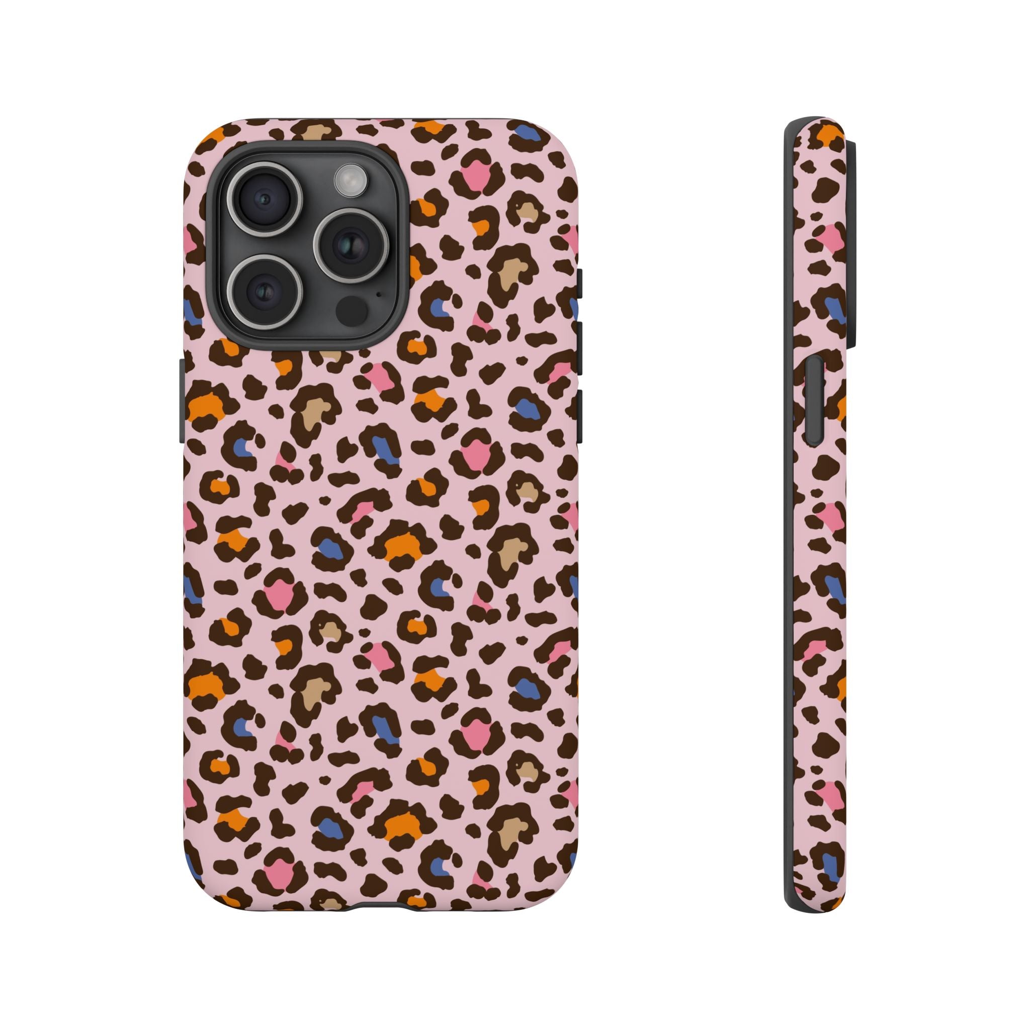 Pink Leopard Print Tough Phone Case — Durable Protective iPhone Cover