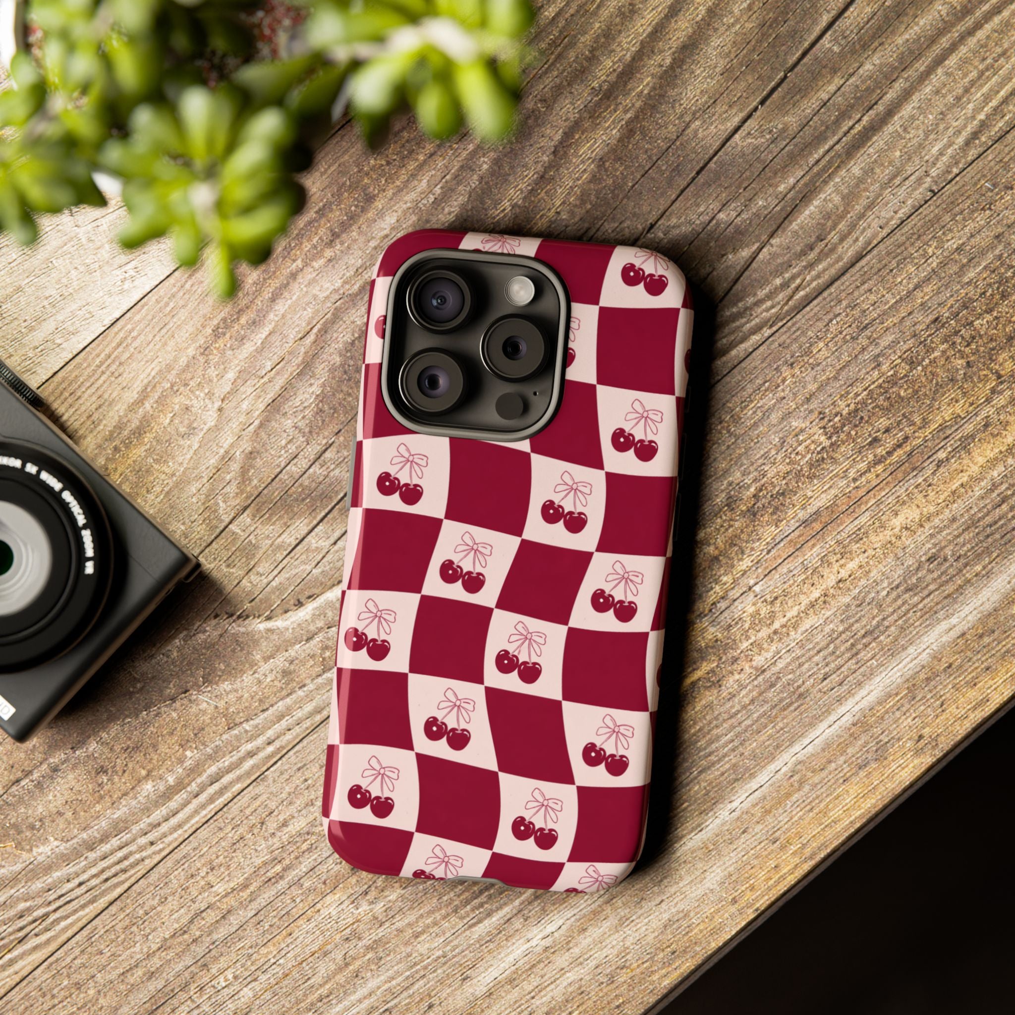Cherry Checkerboard Tough Phone Case