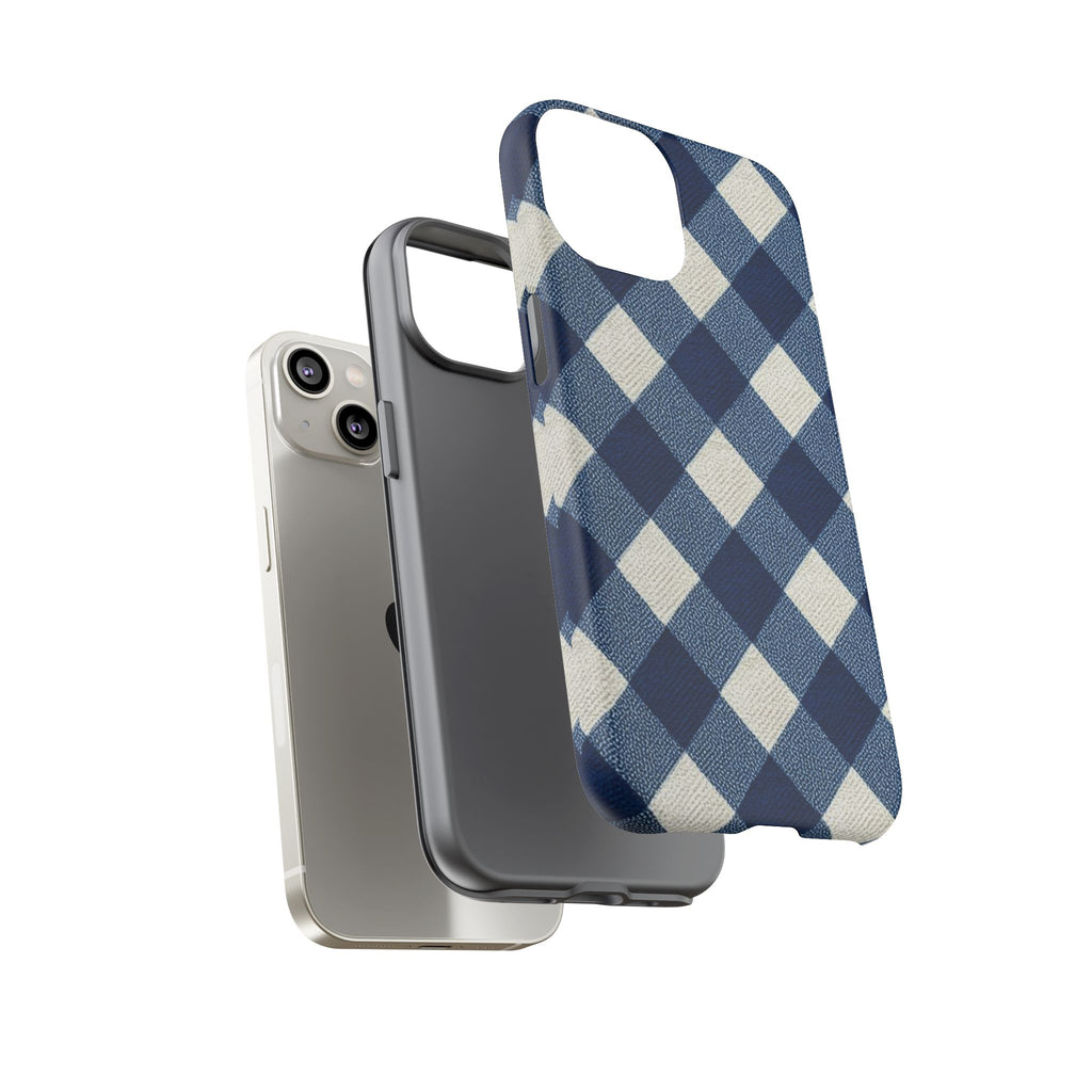 Blue Buffalo Plaid Tough Phone Case — Durable Protective iPhone Cover