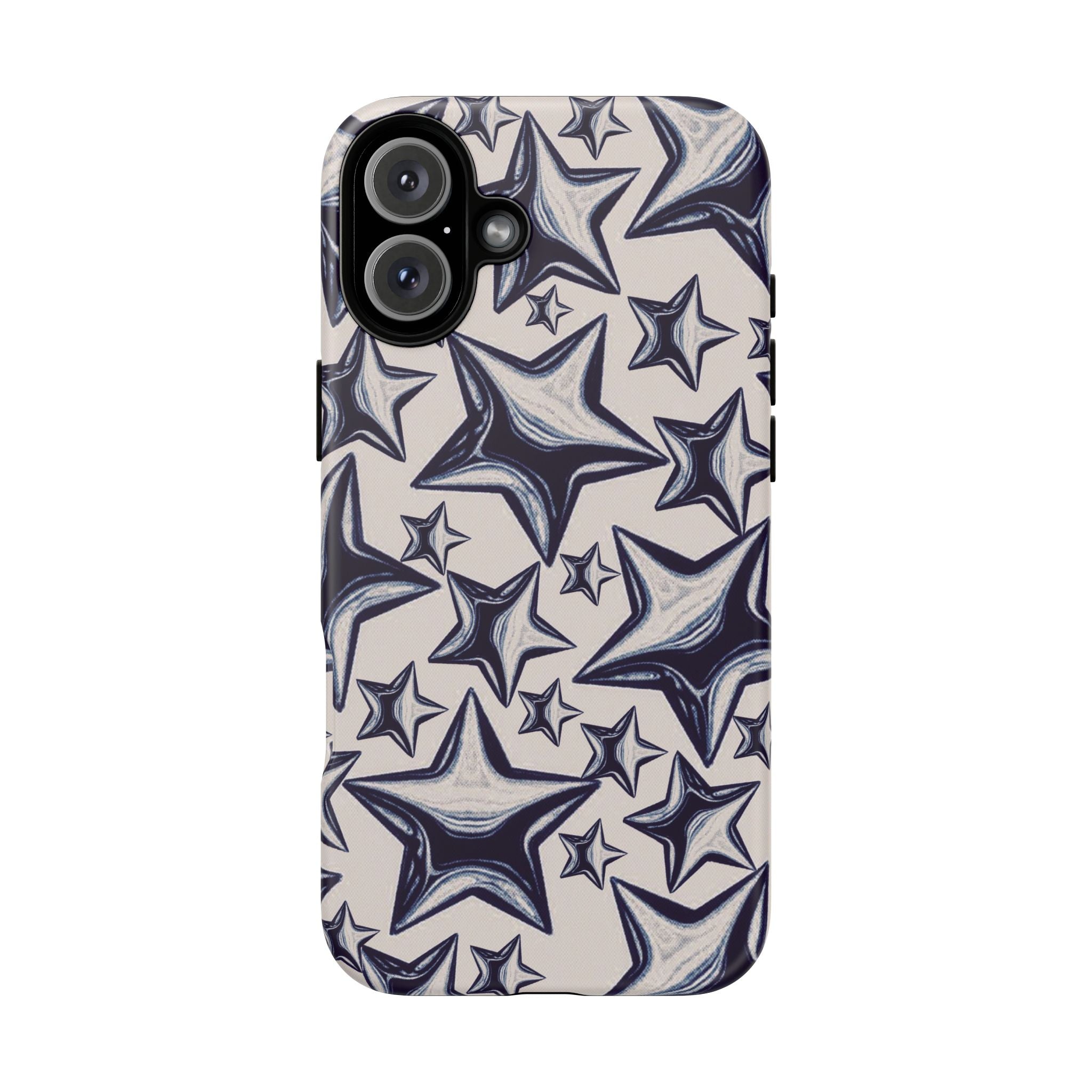 Star Sketch Tough Phone Case — Black & White Doodle Stars Protective Cover