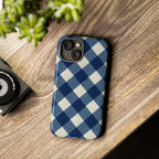 Blue Buffalo Plaid Tough Phone Case — Durable Protective iPhone Cover