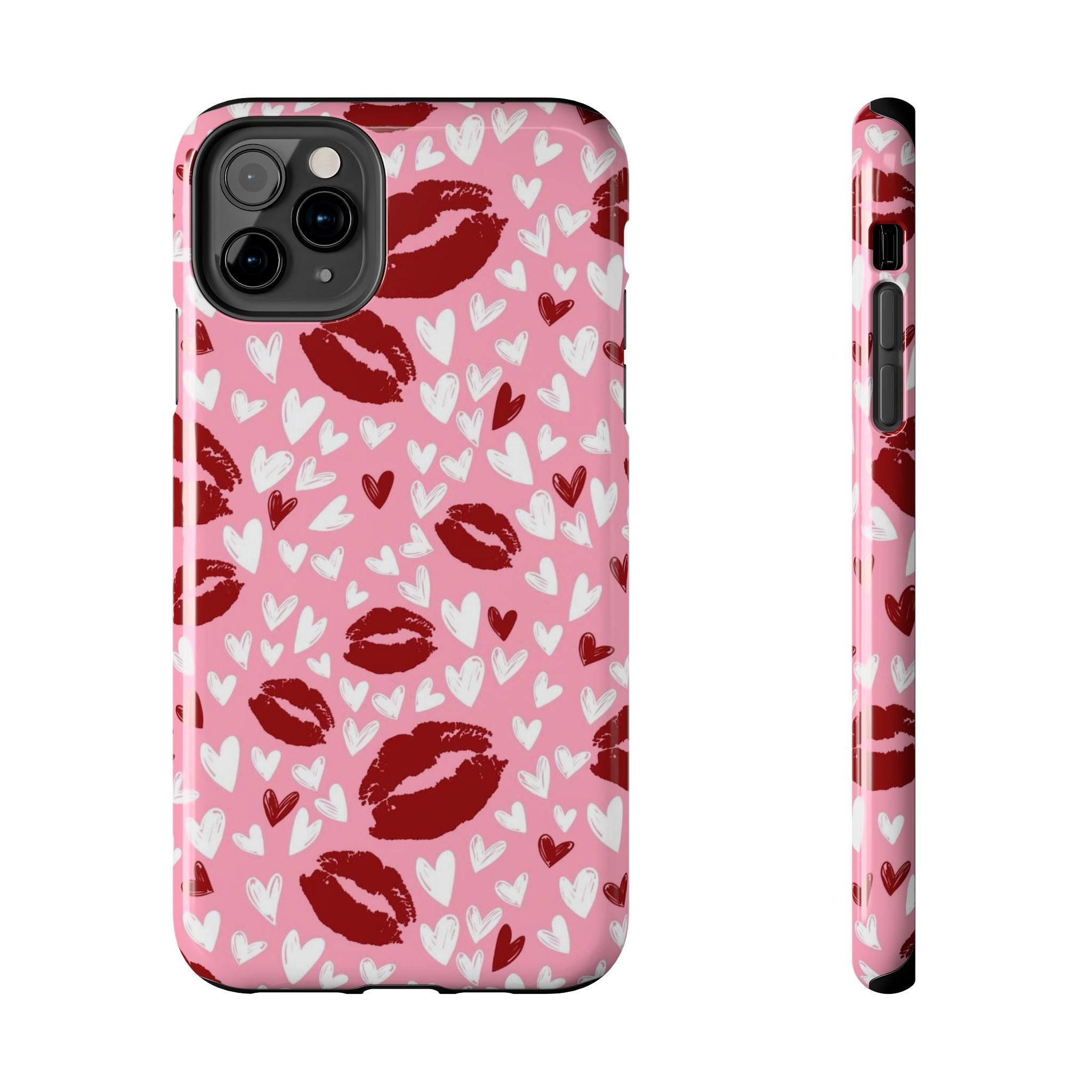 Pink Kiss Hearts Tough Phone Case — Cute Valentine Protective Phone Cover