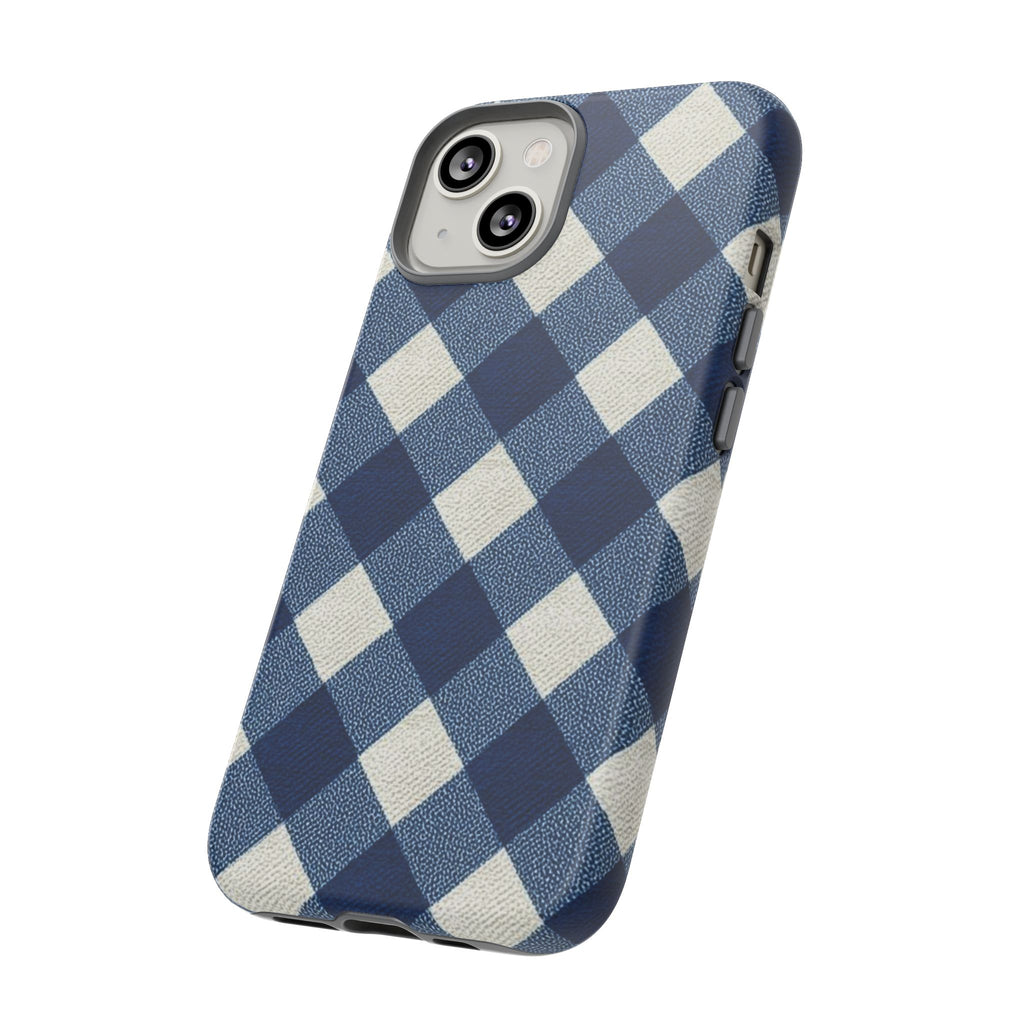 Blue Buffalo Plaid Tough Phone Case — Durable Protective iPhone Cover