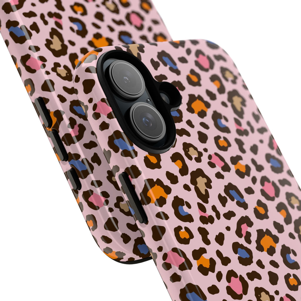 Pink Leopard Print Tough Phone Case — Durable Protective iPhone Cover