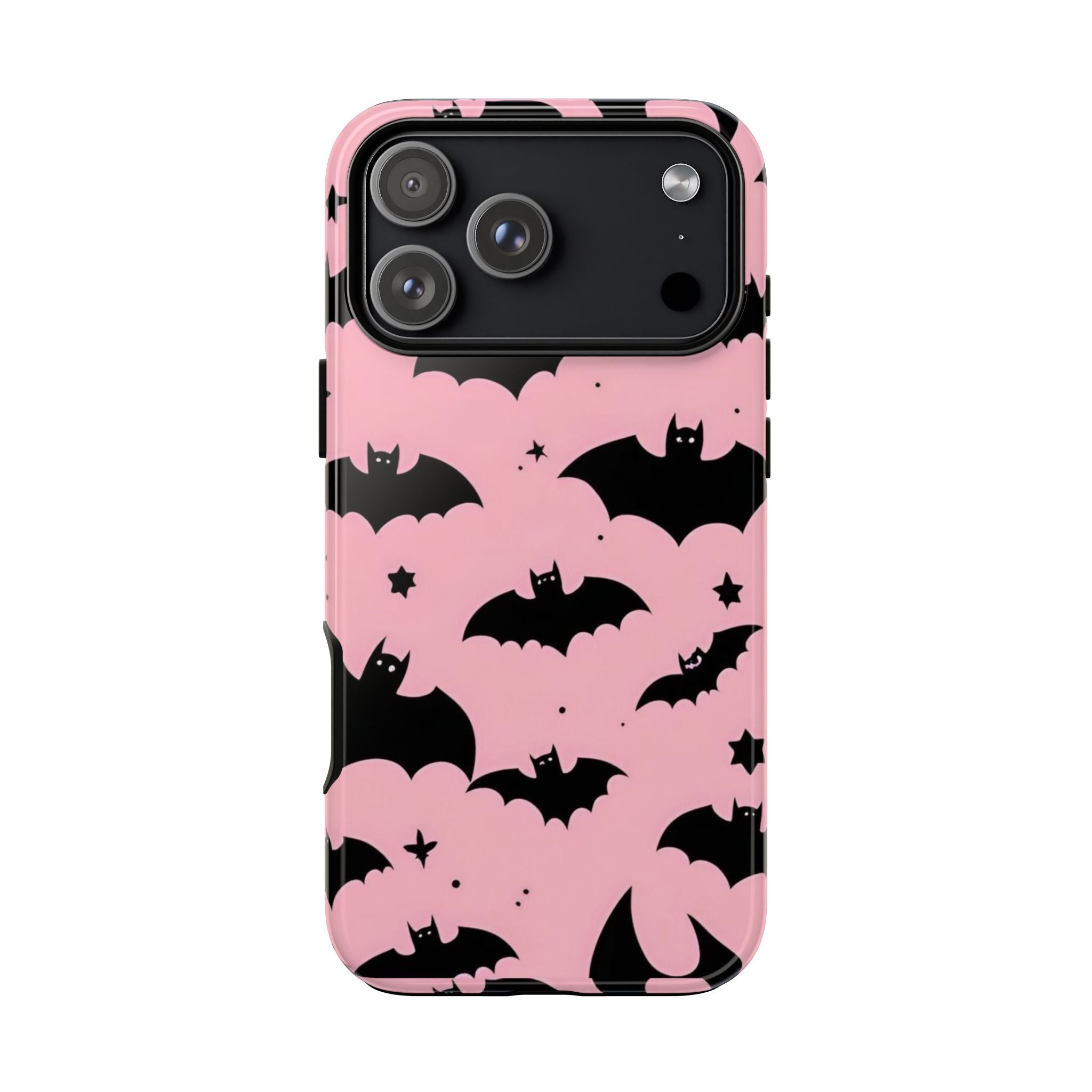 Pink Bat Pattern Tough Phone Case — Cute Halloween Bat Wings Design