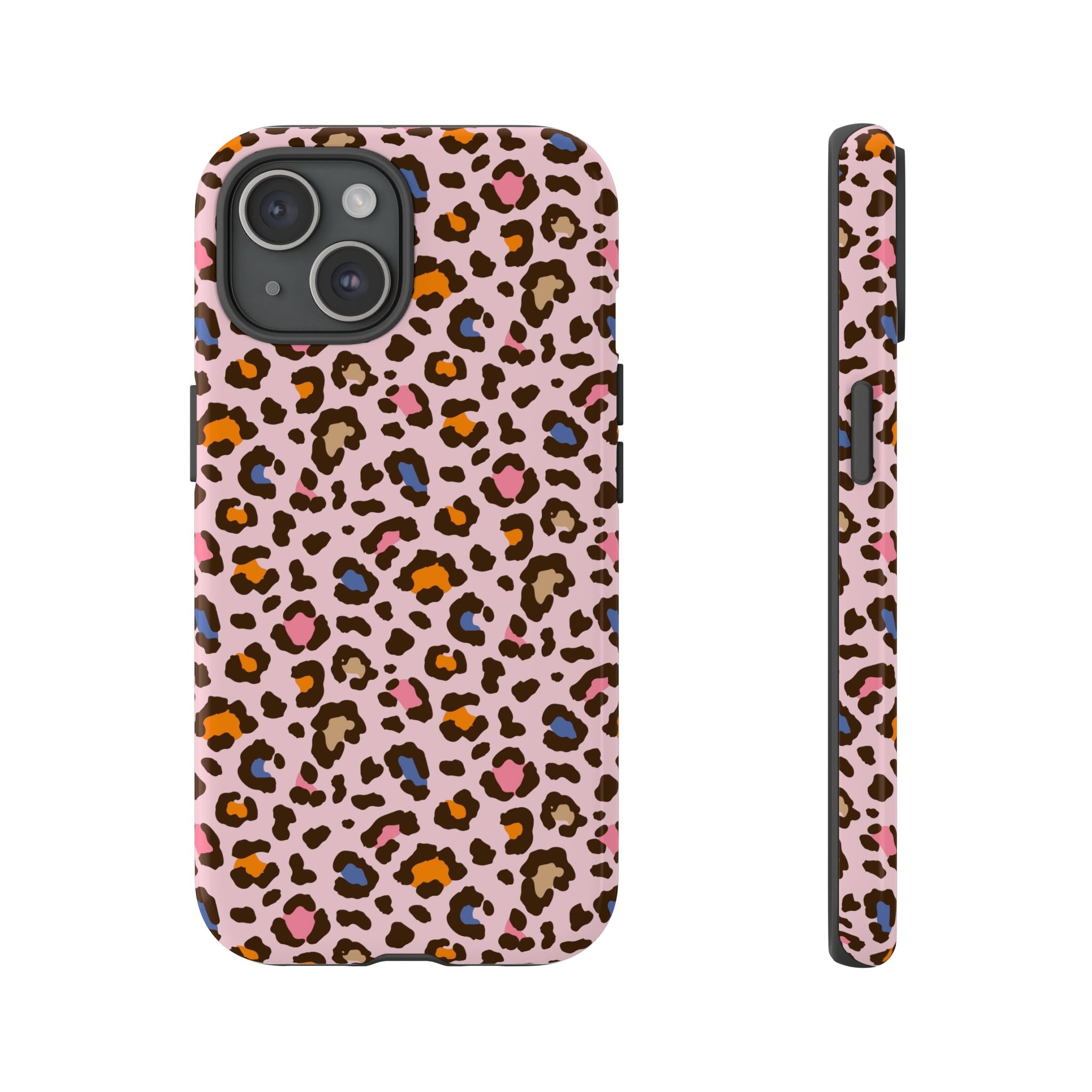 Pink Leopard Print Tough Phone Case — Durable Protective iPhone Cover