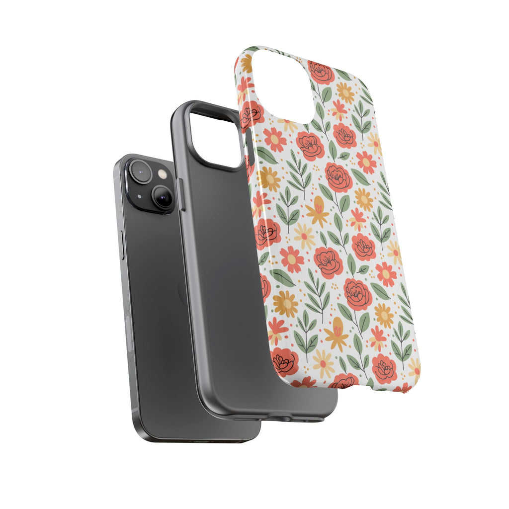 Floral Rose Pattern Tough Phone Case — Durable Garden-Inspired Protection