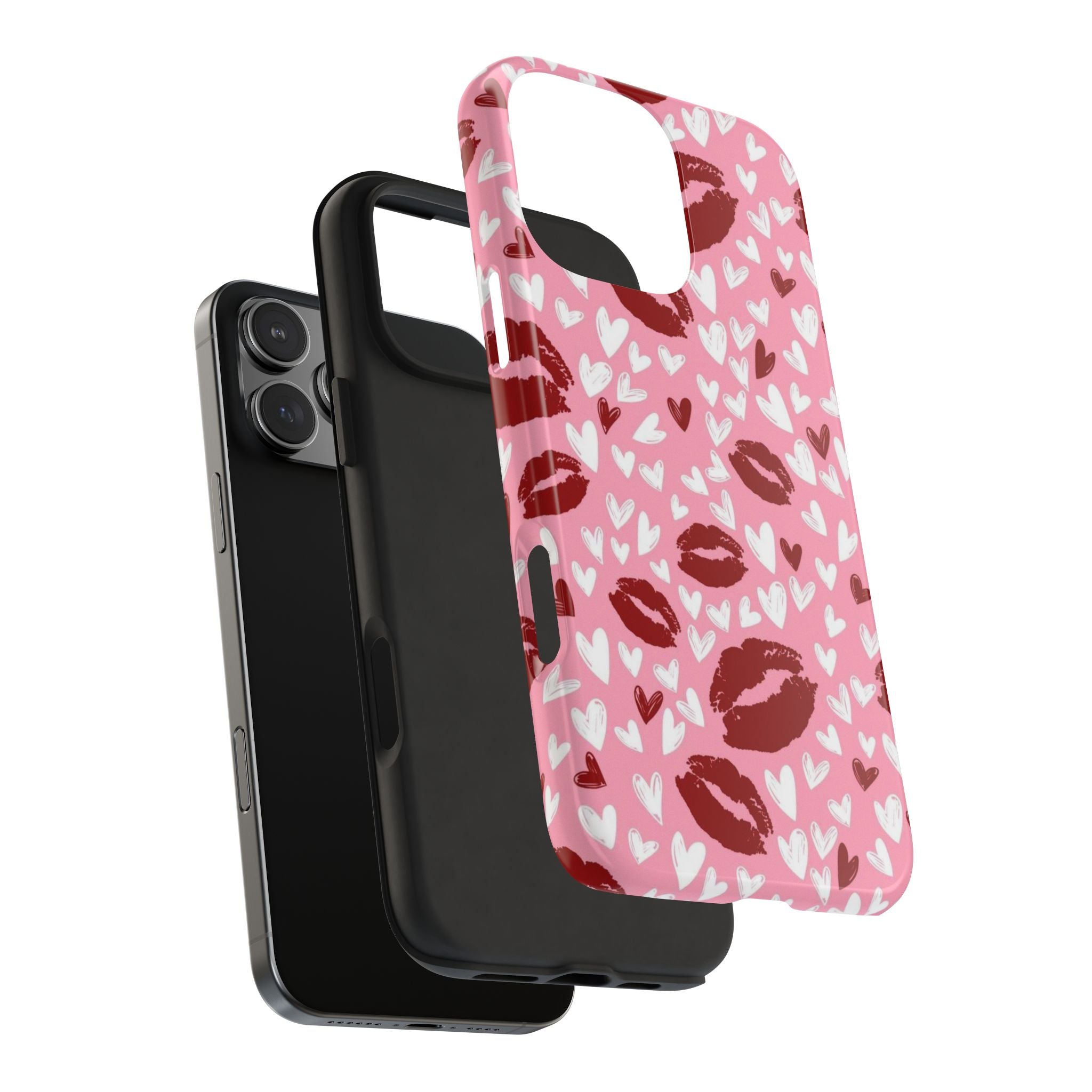 Pink Kiss Hearts Tough Phone Case — Cute Valentine Protective Phone Cover