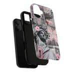 New York Collage Phone Case — Pink Retro Statue of Liberty Design