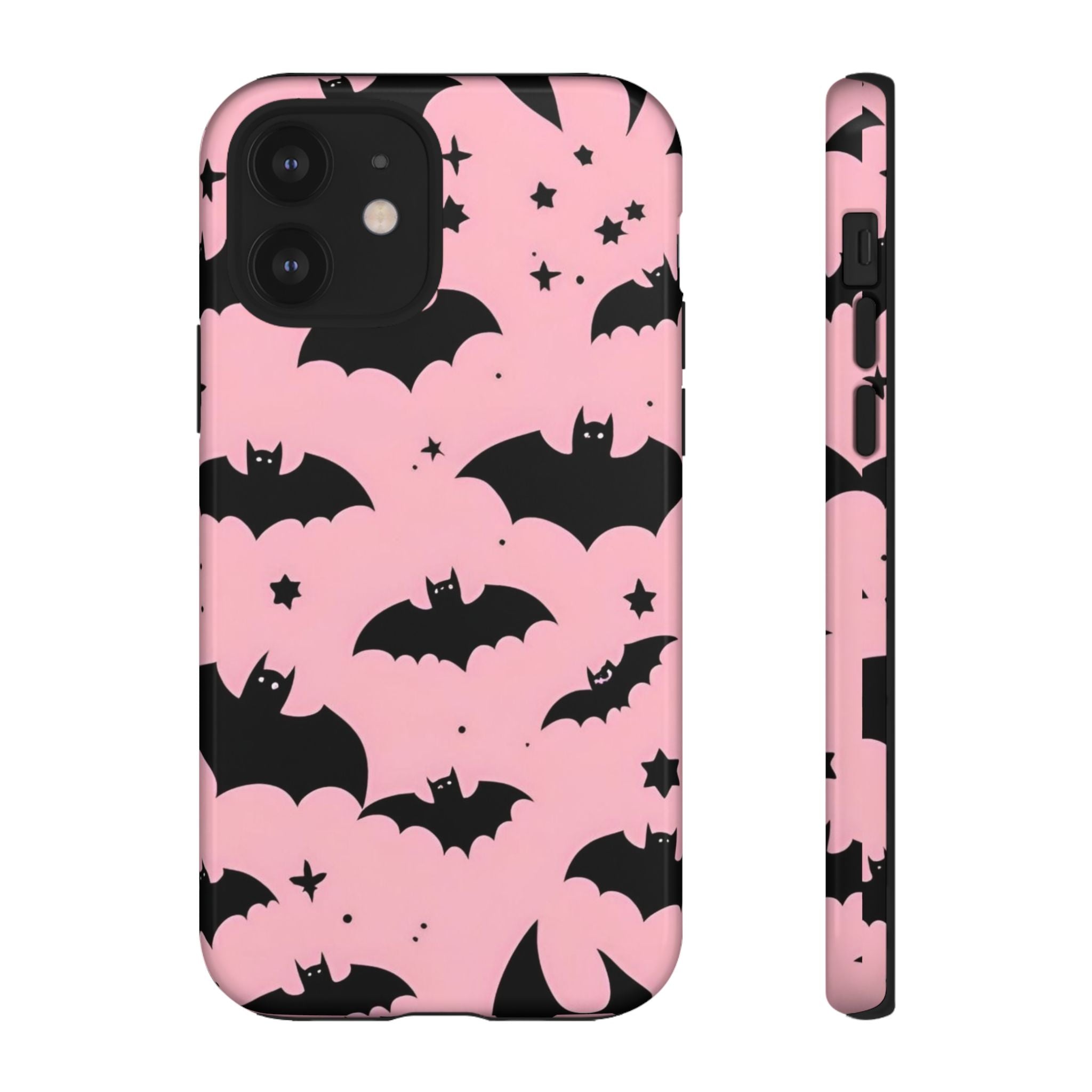 Pink Bat Pattern Tough Phone Case — Cute Halloween Bat Wings Design