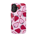 Strawberry Pattern Tough Phone Case — Pink Fruit Protective Cover