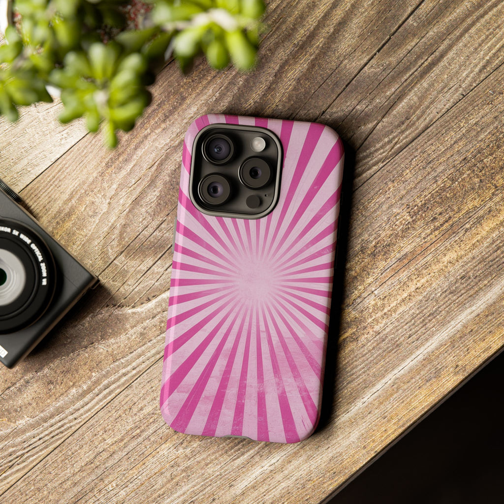 Pink Sunburst Tough Phone Case — Retro Radiant iPhone Cover