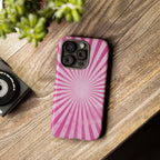 Pink Sunburst Tough Phone Case — Retro Radiant iPhone Cover