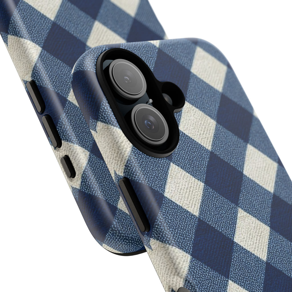 Blue Buffalo Plaid Tough Phone Case — Durable Protective iPhone Cover
