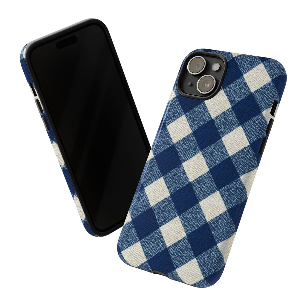 Blue Buffalo Plaid Tough Phone Case — Durable Protective iPhone Cover