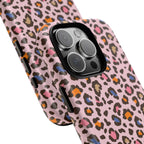 Pink Leopard Print Tough Phone Case — Durable Protective iPhone Cover