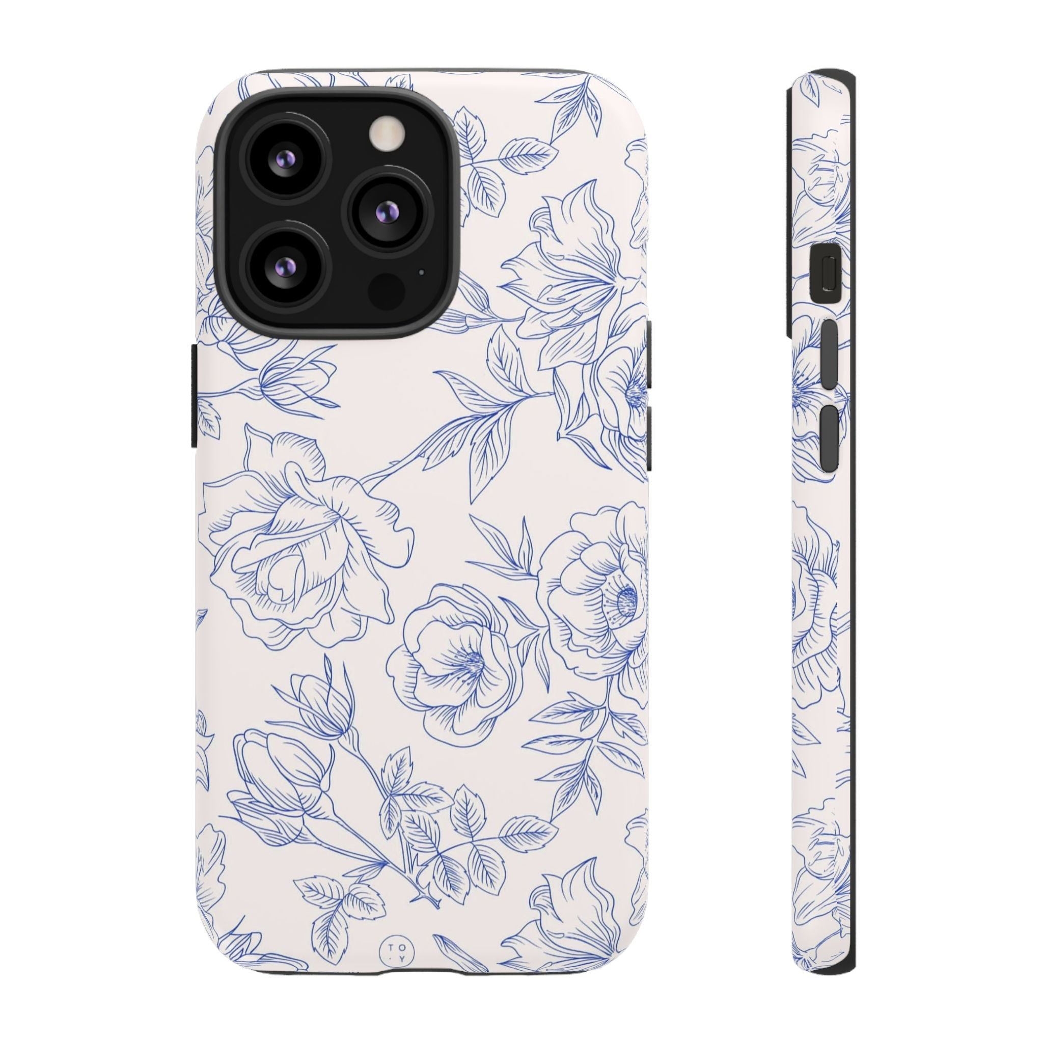 Phone Case — Blue Floral Sketch Tough Protective Case