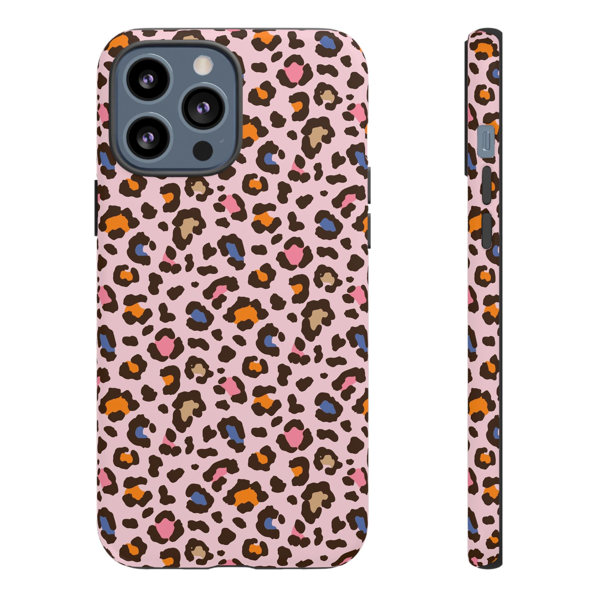 Pink Leopard Print Tough Phone Case — Durable Protective iPhone Cover