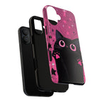 Cat Paw Pink Galaxy Phone Case — Cute Black Kitten iPhone Cover