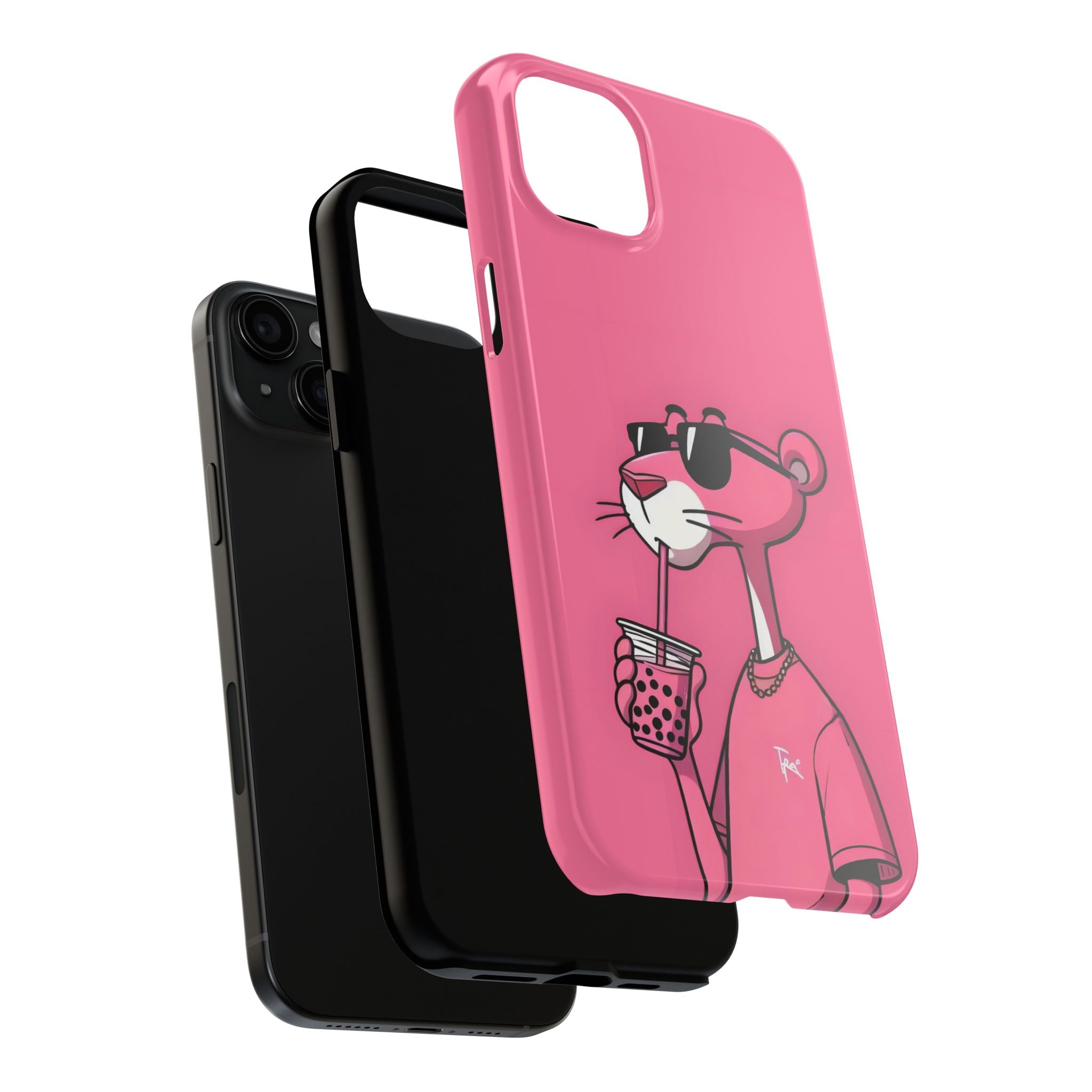 Pink Panther Bubble Tea Phone Case — Tough Protective iPhone Cover