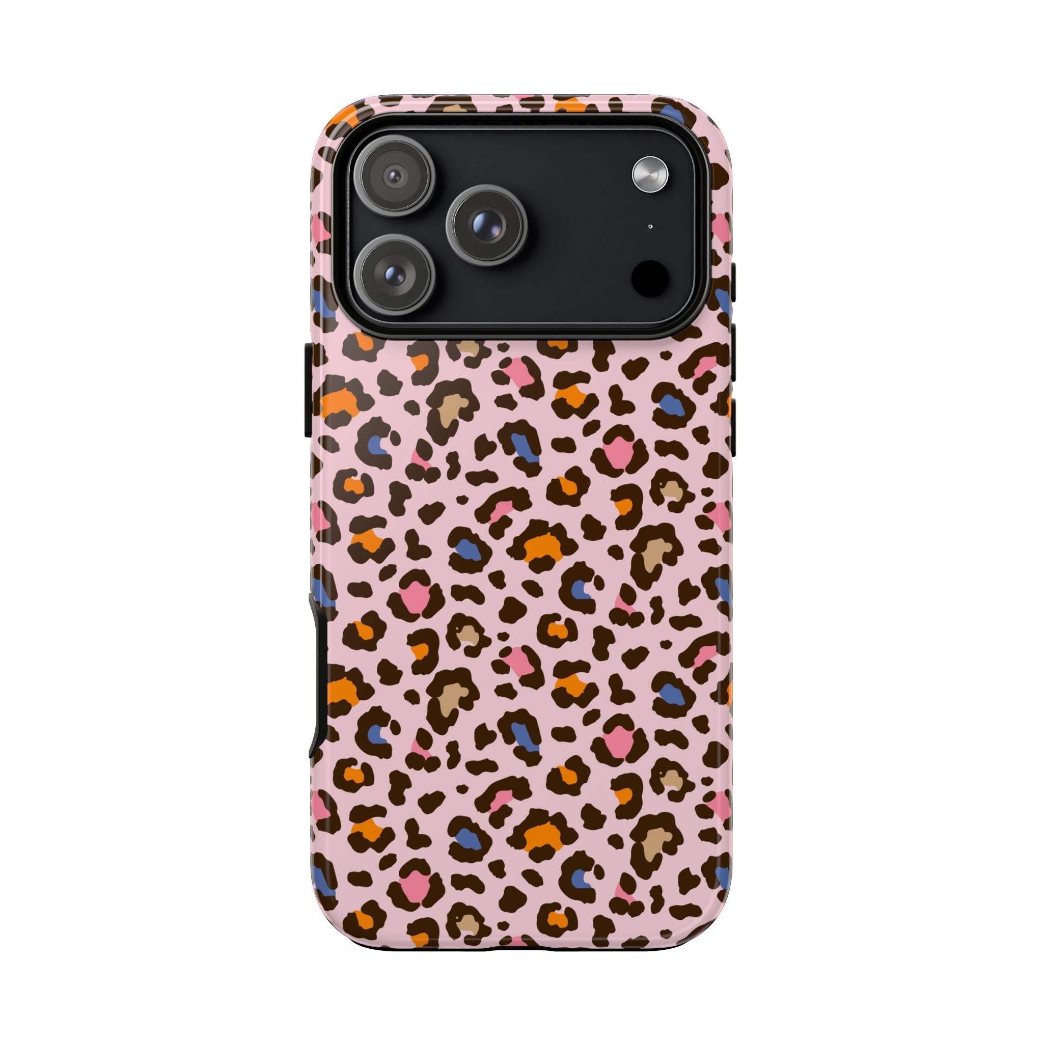 Pink Leopard Print Tough Phone Case — Durable Protective iPhone Cover