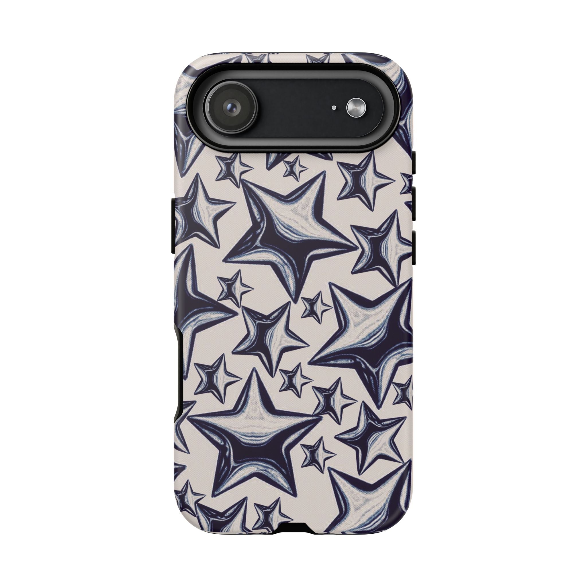 Star Sketch Tough Phone Case — Black & White Doodle Stars Protective Cover