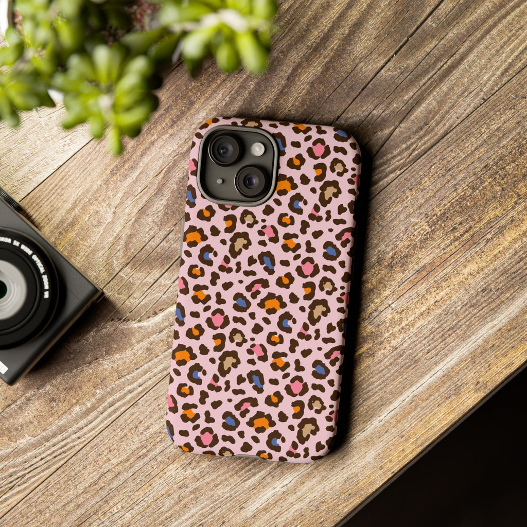 Pink Leopard Print Tough Phone Case — Durable Protective iPhone Cover