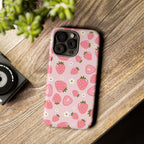 Strawberry Pattern Phone Case – Cute Pink Fruit Protective Tough Case