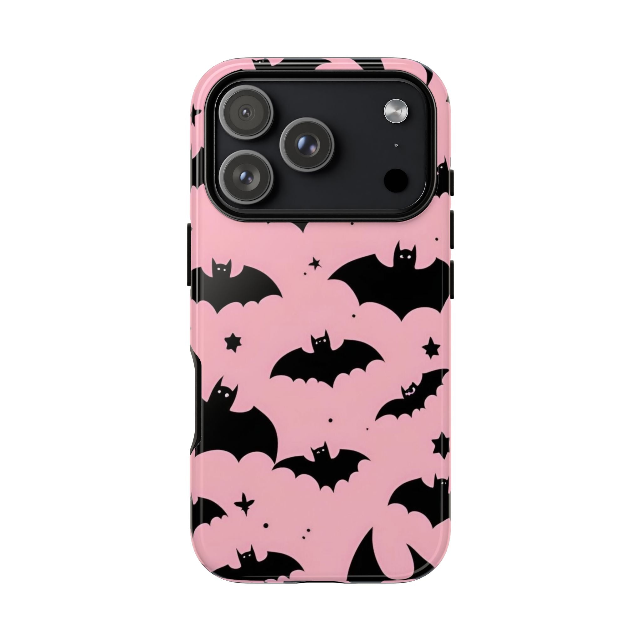 Pink Bat Pattern Tough Phone Case — Cute Halloween Bat Wings Design