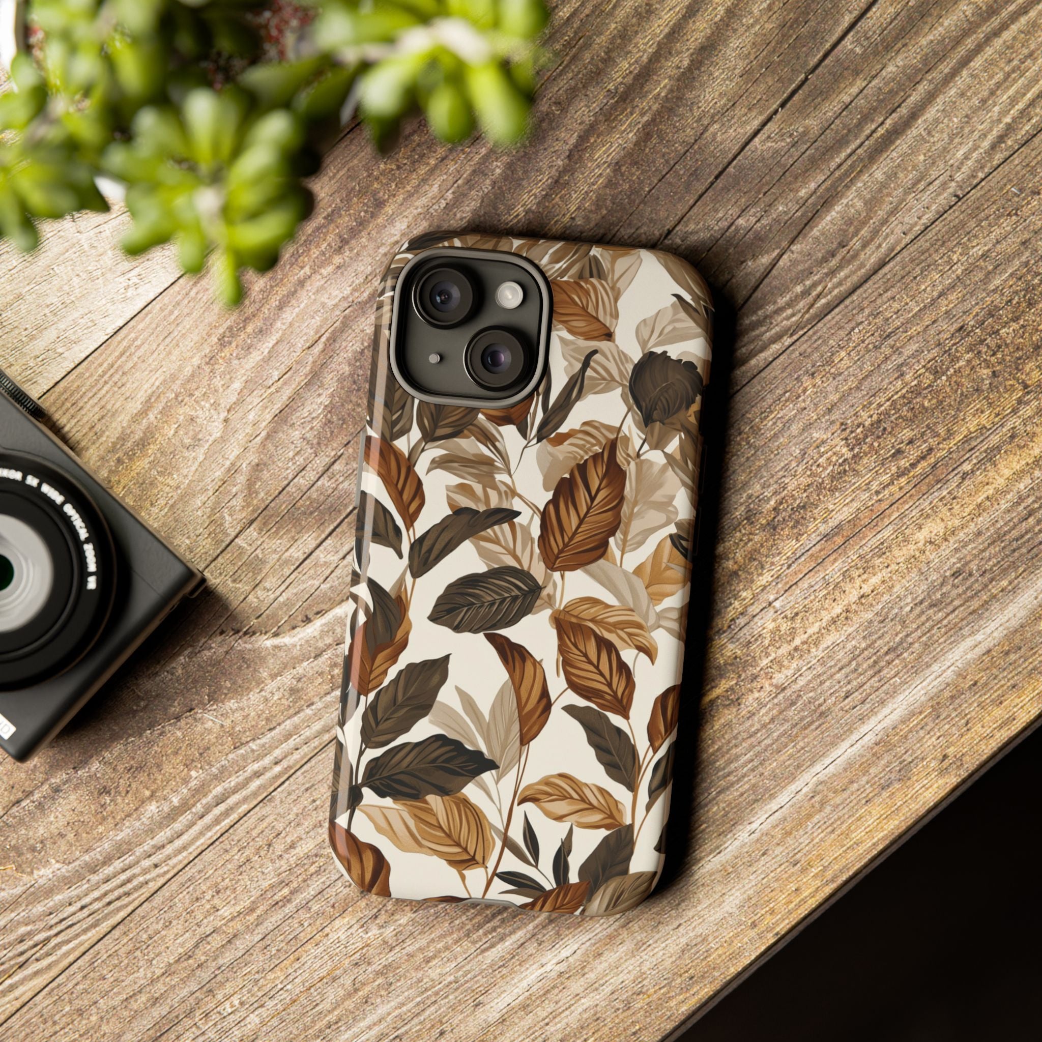 Autumn Leaves Phone Case — Brown Botanical Tough Case