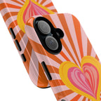 Retro Heart Phone Case — Vibrant Orange Sunburst Tough Case