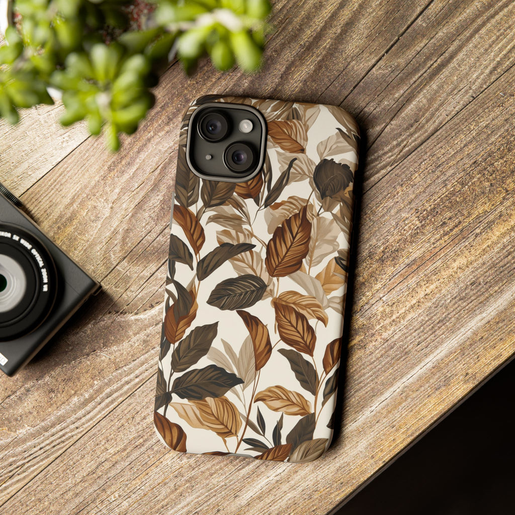 Autumn Leaves Phone Case — Brown Botanical Tough Case