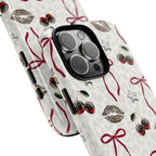 Cherry Bow Phone Case — Retro Cherry & Lips Pattern iPhone Cover
