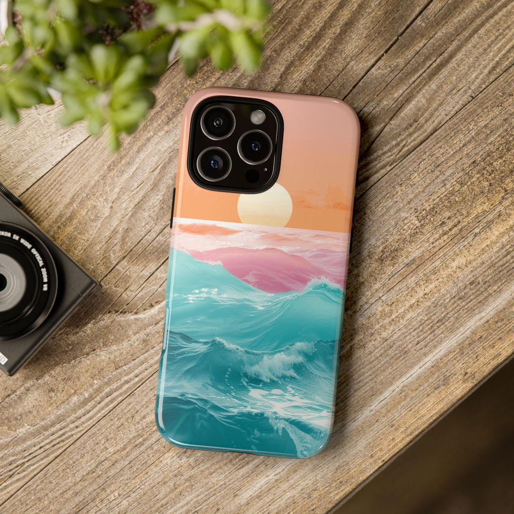 Sunset Ocean Tough Phone Case — Pastel Waves iPhone Cover