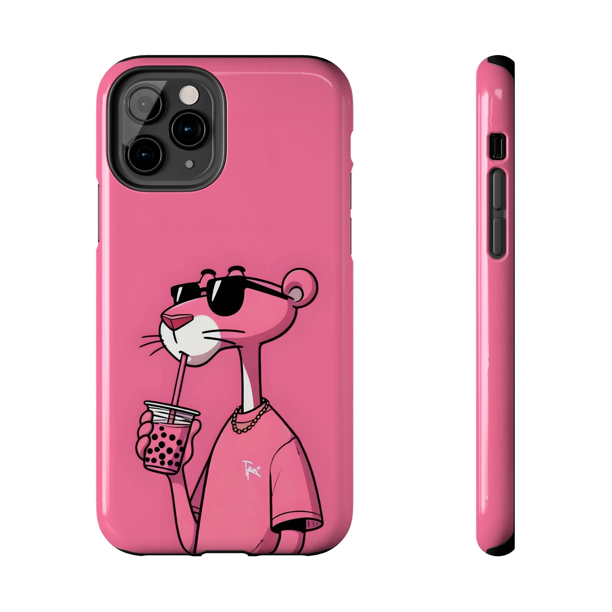 Pink Panther Bubble Tea Phone Case — Tough Protective iPhone Cover